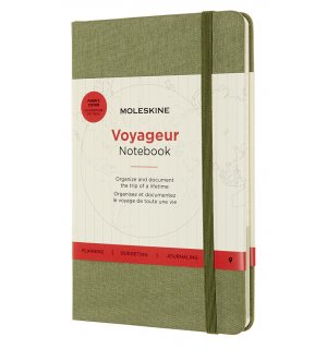 Записная книжка Moleskine Voyageur, Medium, зеленая обложка