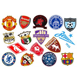 Логотипы футбольных клубов. Лист виниловых наклеек А4