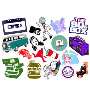 The 90's Box. Лист виниловых наклеек А4