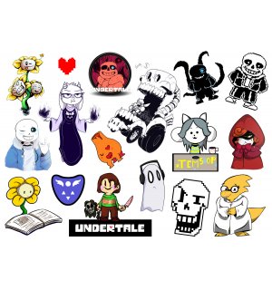 Undertale. Лист виниловых наклеек А4