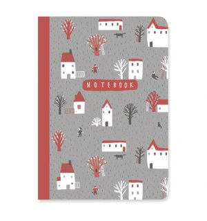 Red Wooden Flag Small houses A5