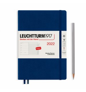 Leuchtturm1917 Еженедельник-блокнот на 2022 год, неделя на странице, Navy (темно-синий) Medium
