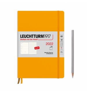 Leuchtturm1917 Еженедельник-блокнот на 2022 год, неделя на странице, Soft Cover Rising Colours Rising Sun теплый желтый Medium