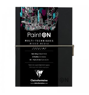 Clairefontaine скетчбук для смешанных техник, черная бумага Paint'ON A5