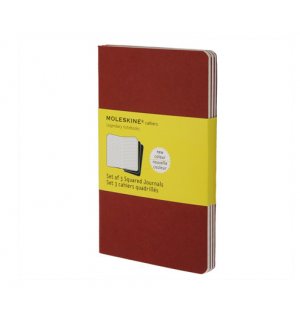 Записная книжка Moleskine Cahier (в клетку, 3 шт.), Large, красная