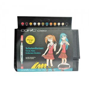 Copic Ciao Набор маркеров 12 цветов Manga-set School Uniforms в пенале (x12)