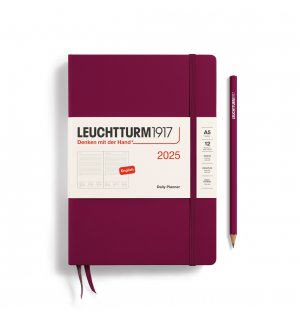 Leuchtturm1917 Ежедневник на 2025 год, Port Red (винный) день на странице Medium