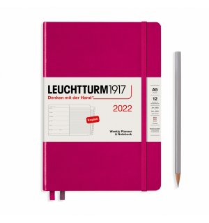 Leuchtturm1917 Еженедельник-блокнот на 2022 год, неделя на странице, ягодный Medium
