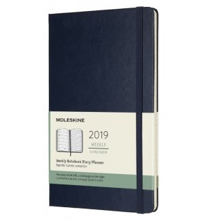 Moleskine Еженедельник Classic WKNT (2019), Large, синий сапфир