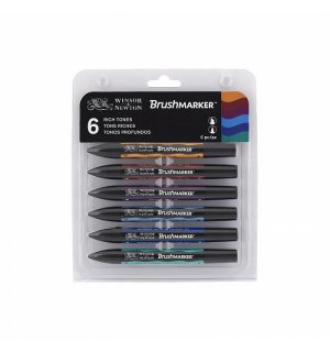 Winsor & Newton Brushmarker Набор маркеров 6 насыщенных тонов (x6) 