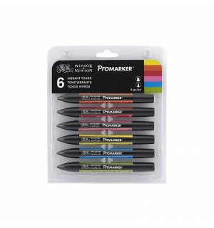 Winsor & Newton Promarker Набор маркеров 6 ярких оттенков (x6) 