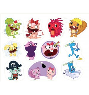 Happy Tree Friends. Лист виниловых наклеек А4