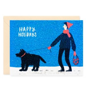 Открытка "Happy Holidays. Black Dog" C6