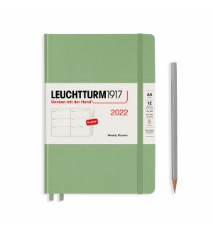 Leuchtturm1917 Еженедельник на 2022 год, неделя на развороте Muted Colours Sage (пастельный зеленый) Medium