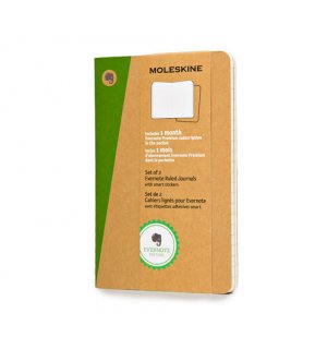 Записная книжка Moleskine Evernote Cahier (в линейку), Pocket, бежевая (2шт.)