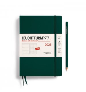 Leuchtturm1917 Еженедельник-блокнот на 2025 год, неделя на странице, Forest Green (лесной зеленый) А5 Medium