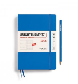 Leuchtturm1917 Еженедельник-блокнот на 2025 год, неделя на странице, Sky (небесный) А5 Medium