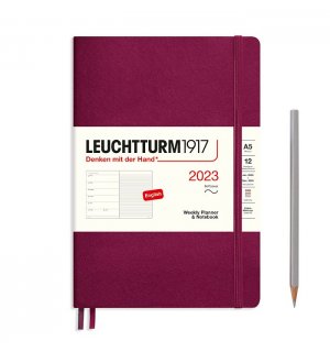 Leuchtturm1917 Еженедельник-блокнот на 2023 год, Soft Cover, неделя на странице, Port Red (винный) Medium