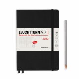 Leuchtturm1917 Еженедельник на 2022 год, неделя на развороте (вертикальный) Black Medium