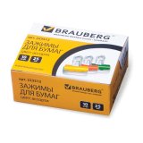 BRAUBERG Зажимы-бульдоги для бумаг, комплект 10 шт., 25 мм, на 60 л., картонная коробка