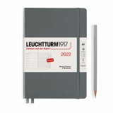 Leuchtturm1917 Еженедельник-блокнот на 2022 год, неделя на странице,  Anthracite (антрацит) Medium