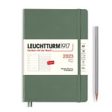 Leuchtturm1917 Еженедельник-блокнот на 2023 год, Soft Cover, неделя на странице, Smooth Colors Olive (оливковый) А5 Medium