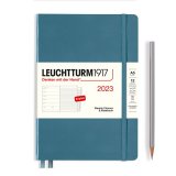 Leuchtturm1917 Еженедельник-блокнот на 2023 год, неделя на странице, Rising Colours Stone Blue (синий камень) А5 Medium