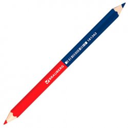 BRAUBERG Двухцветный утолщённый карандаш, (4,0 мм, красно-синий)