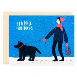 Открытка "Happy Holidays. Black Dog" C6