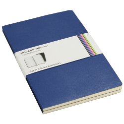 Записная книжка Moleskine Volant (нелинованная, 2 шт.), Large, синяя